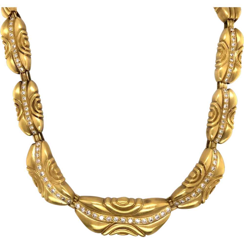 18K Yellow Gold Diamond Necklace - image 1