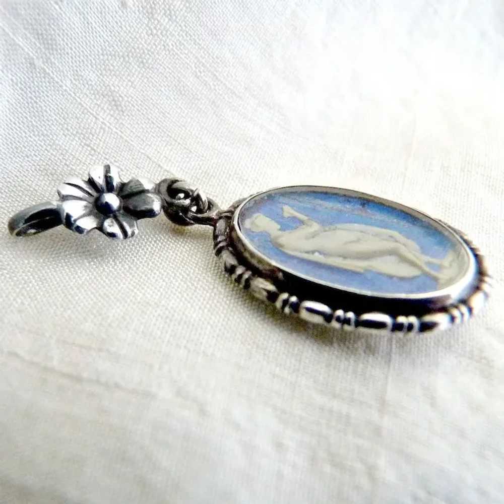 English sterling sulphide cameo pendant morpho bu… - image 3