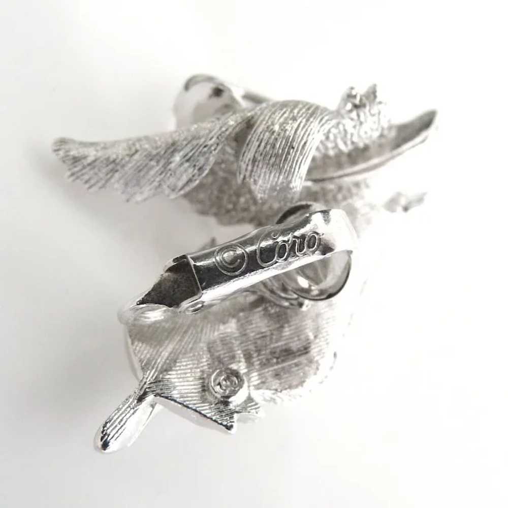 Vintage silver leaf earrings clip on Coro - image 4