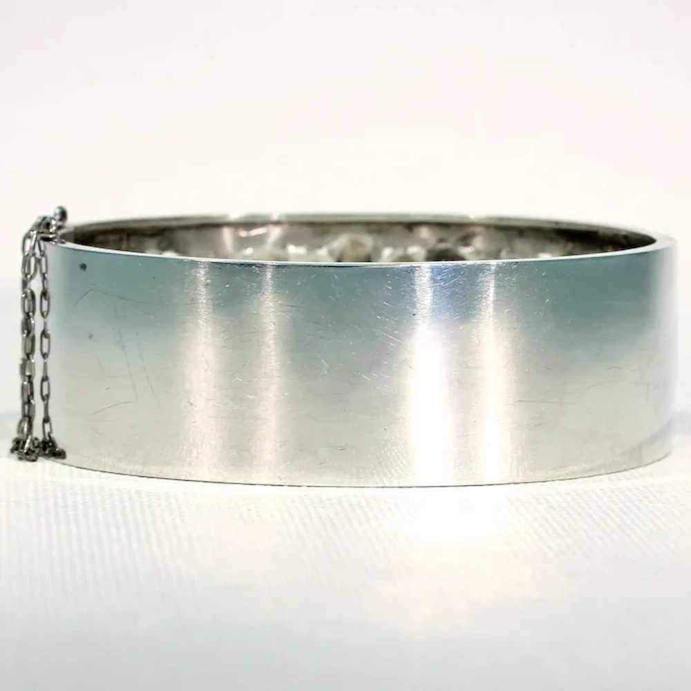 Antique French Repoussed Floral Silver Bangle - image 4