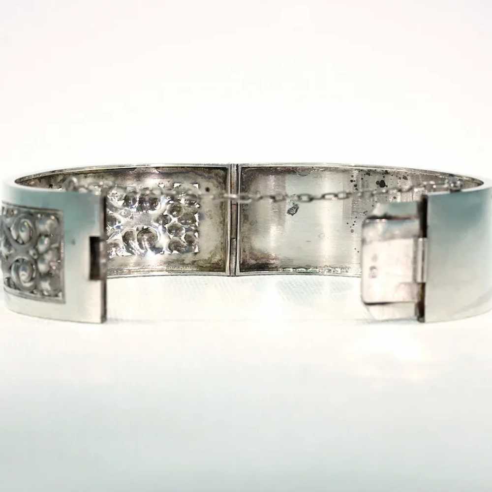 Antique French Repoussed Floral Silver Bangle - image 5