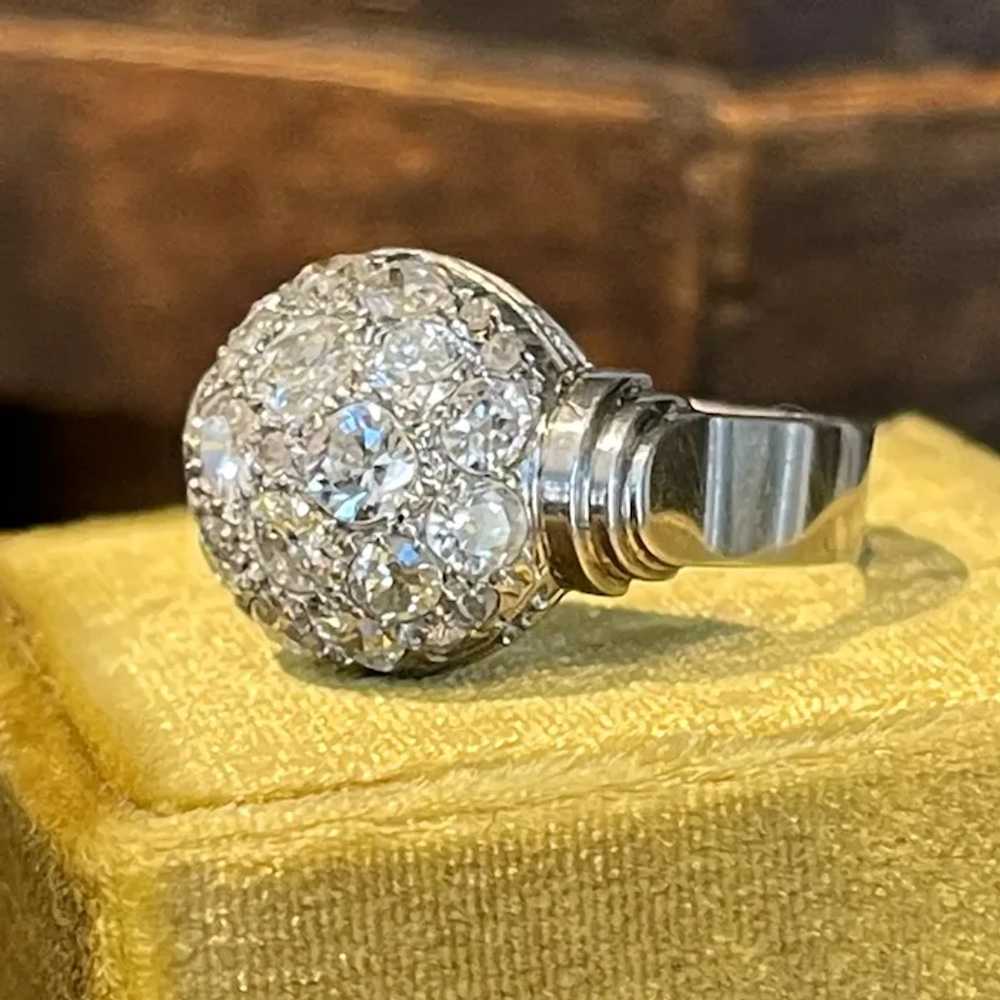Art Deco Retro Diamond Dome Ring Cocktail Ring Pl… - image 2