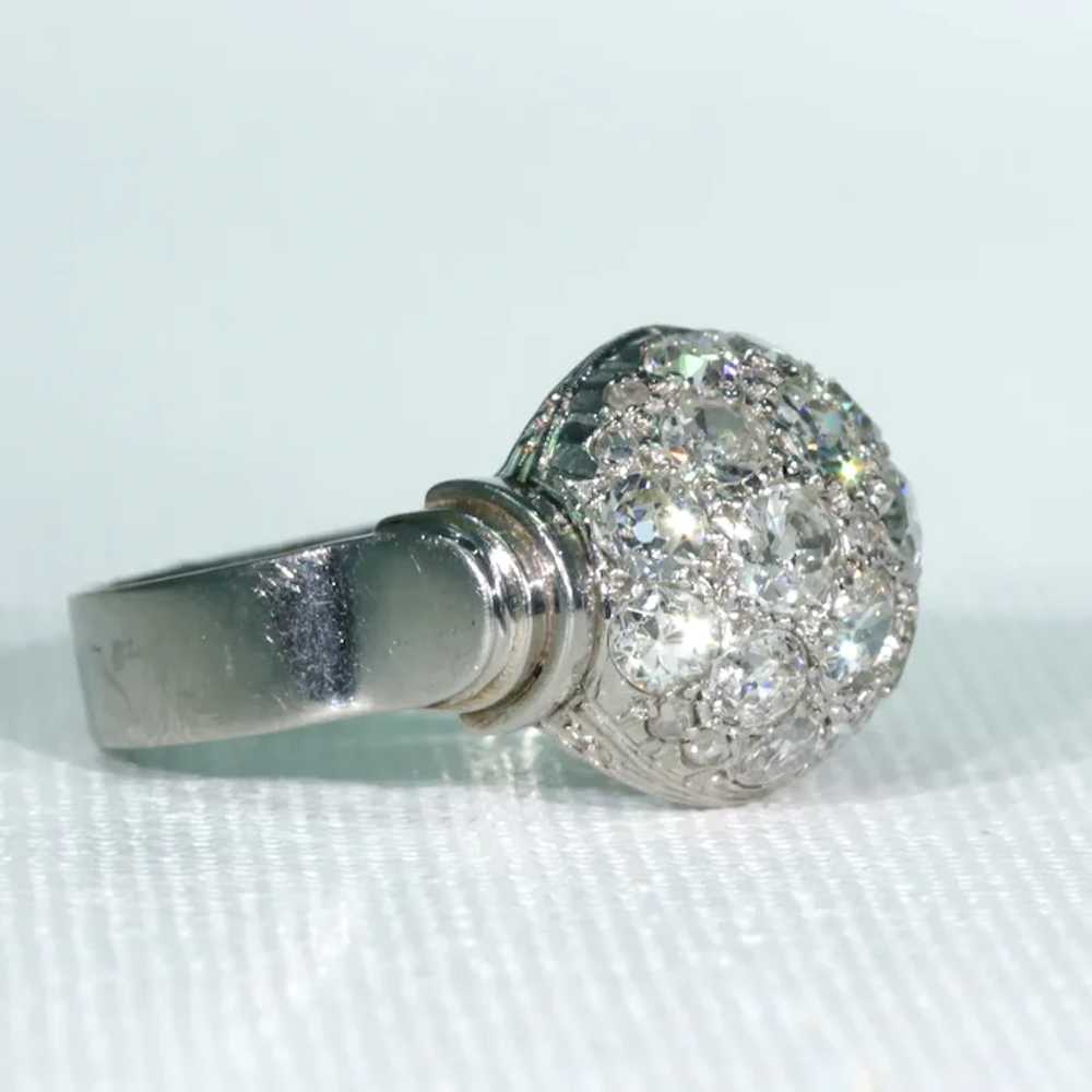 Art Deco Retro Diamond Dome Ring Cocktail Ring Pl… - image 4
