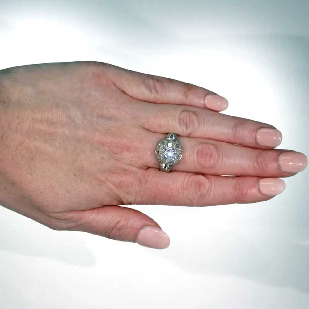 Art Deco Retro Diamond Dome Ring Cocktail Ring Pl… - image 8