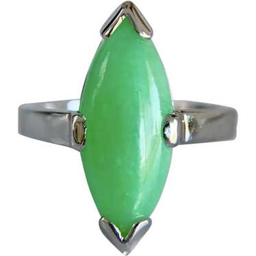 Estate 14k White Gold Jadeite Ring