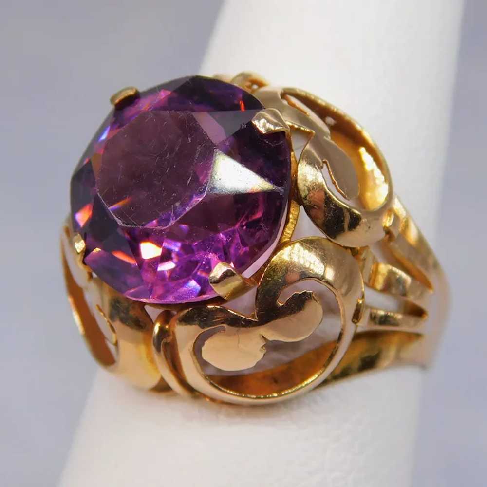 Vintage 14k Gold Retro Hand-Faceted Amethyst Past… - image 10