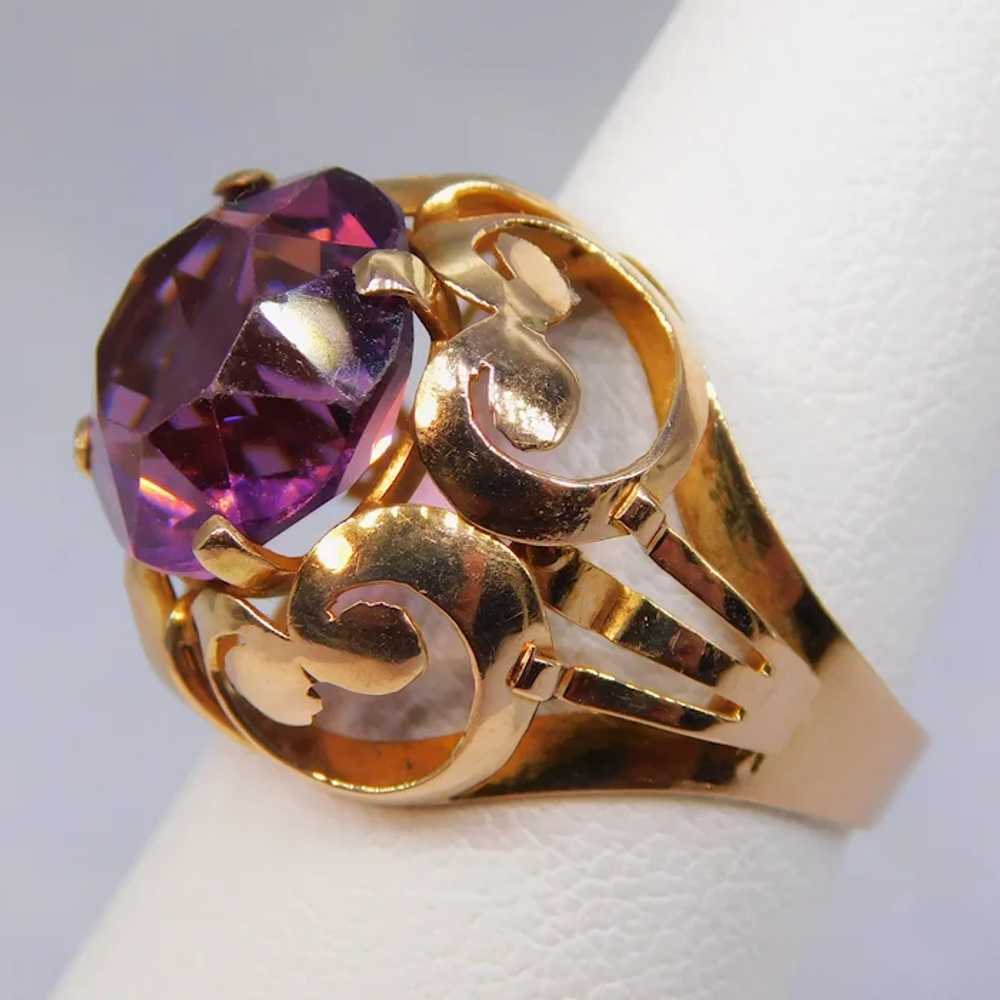 Vintage 14k Gold Retro Hand-Faceted Amethyst Past… - image 11