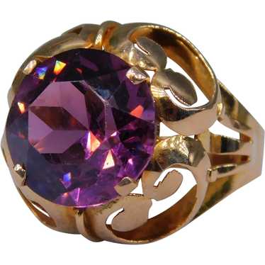 Vintage 14k Gold Retro Hand-Faceted Amethyst Past… - image 1
