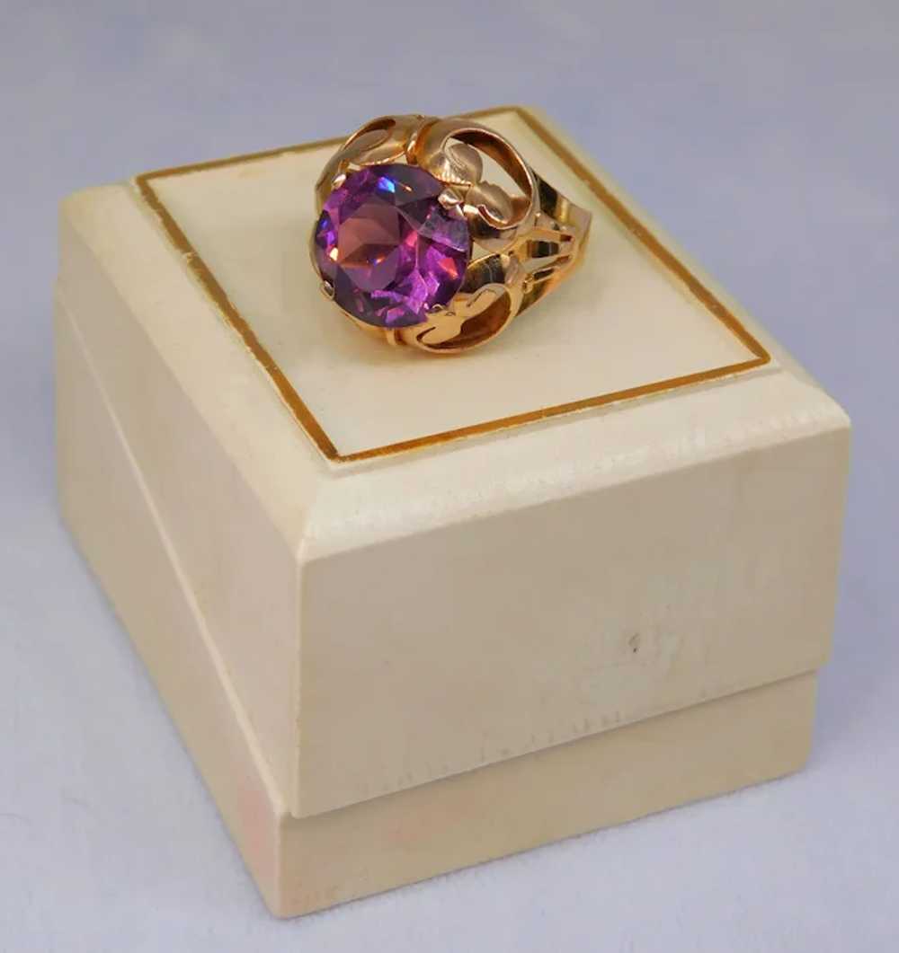 Vintage 14k Gold Retro Hand-Faceted Amethyst Past… - image 3