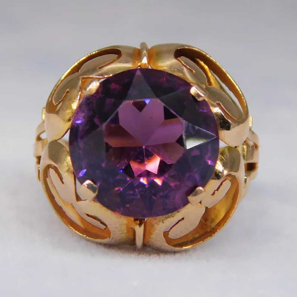 Vintage 14k Gold Retro Hand-Faceted Amethyst Past… - image 4