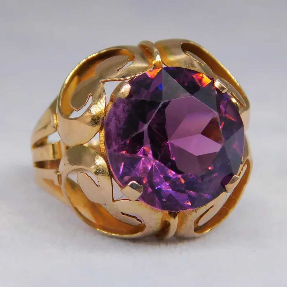 Vintage 14k Gold Retro Hand-Faceted Amethyst Past… - image 6