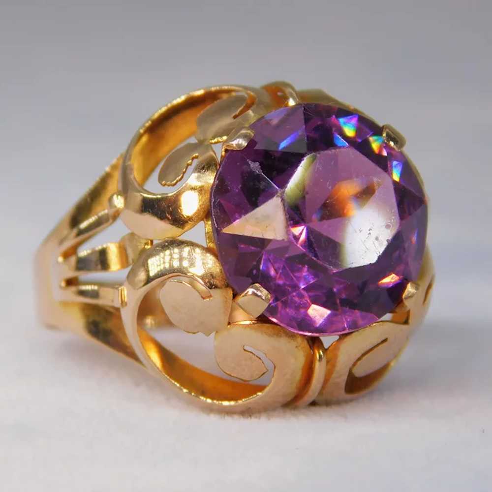 Vintage 14k Gold Retro Hand-Faceted Amethyst Past… - image 7