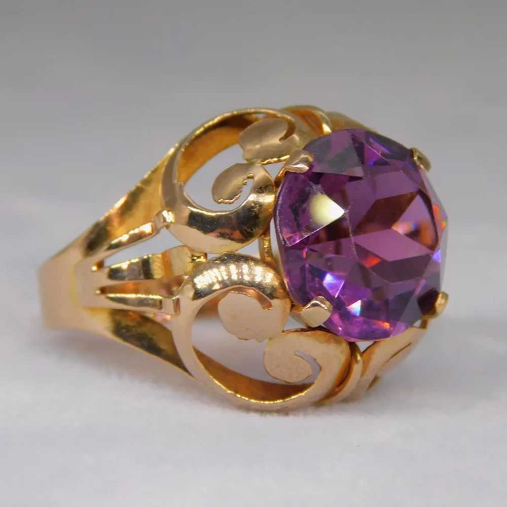 Vintage 14k Gold Retro Hand-Faceted Amethyst Past… - image 8