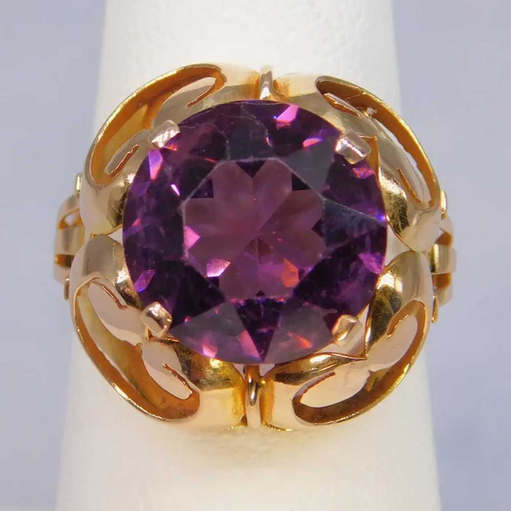Vintage 14k Gold Retro Hand-Faceted Amethyst Past… - image 9