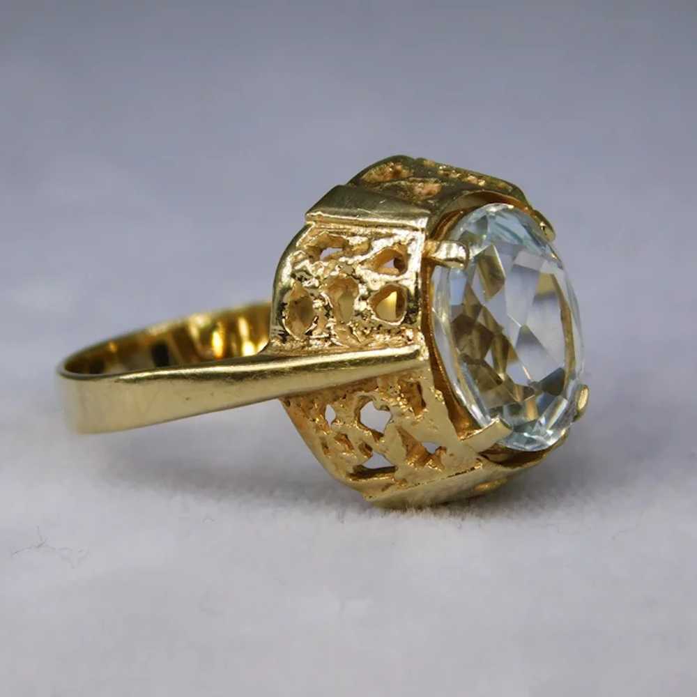 Vintage 14k 585 Yellow Gold Aquamarine Ring Bruta… - image 9