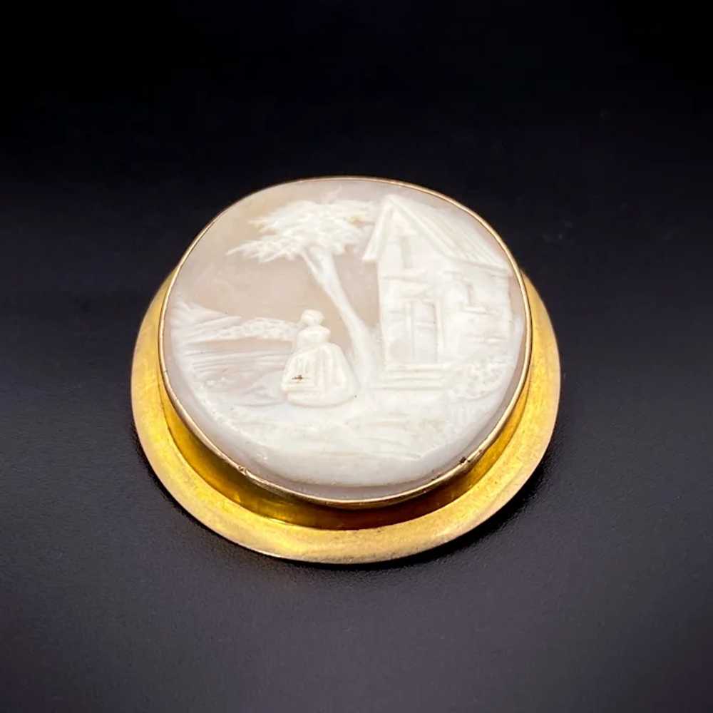 Antique 10K & Carved Shell Cameo Brooch - image 2