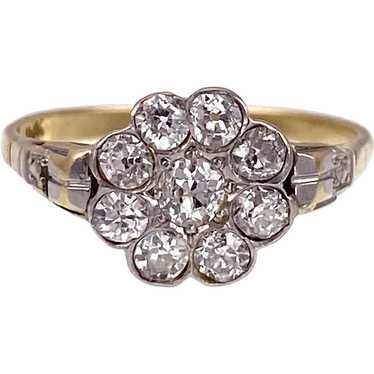 Deco Era 18K & Diamond Daisy Rosetta Ring - image 1