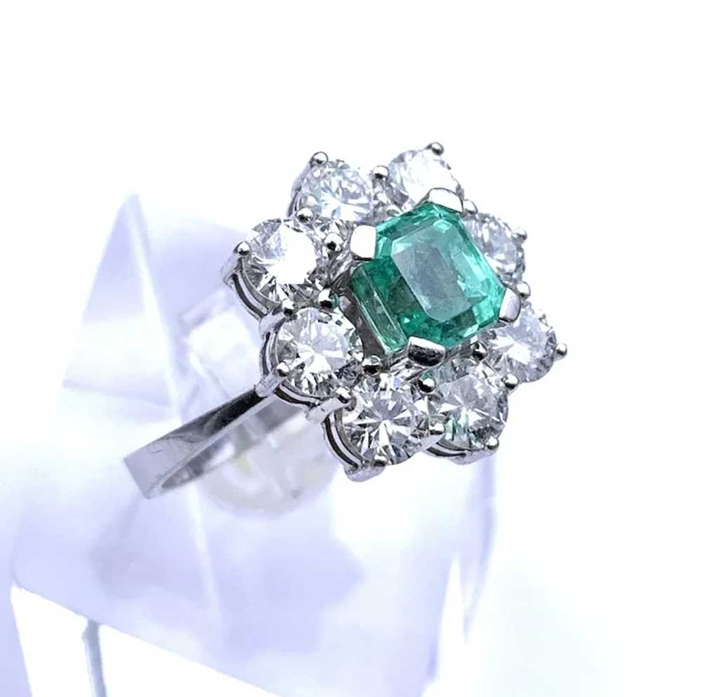 18K, Light Green Emerald (Beryl) & Diamond Ring - image 4