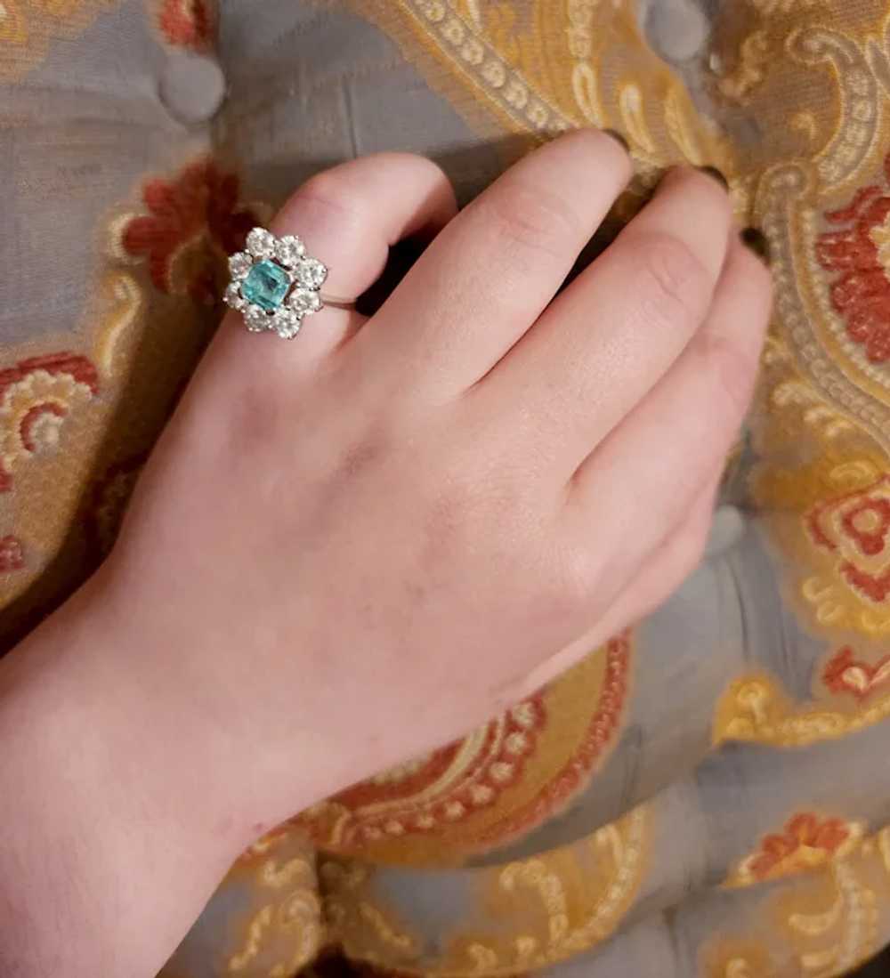 18K, Light Green Emerald (Beryl) & Diamond Ring - image 8