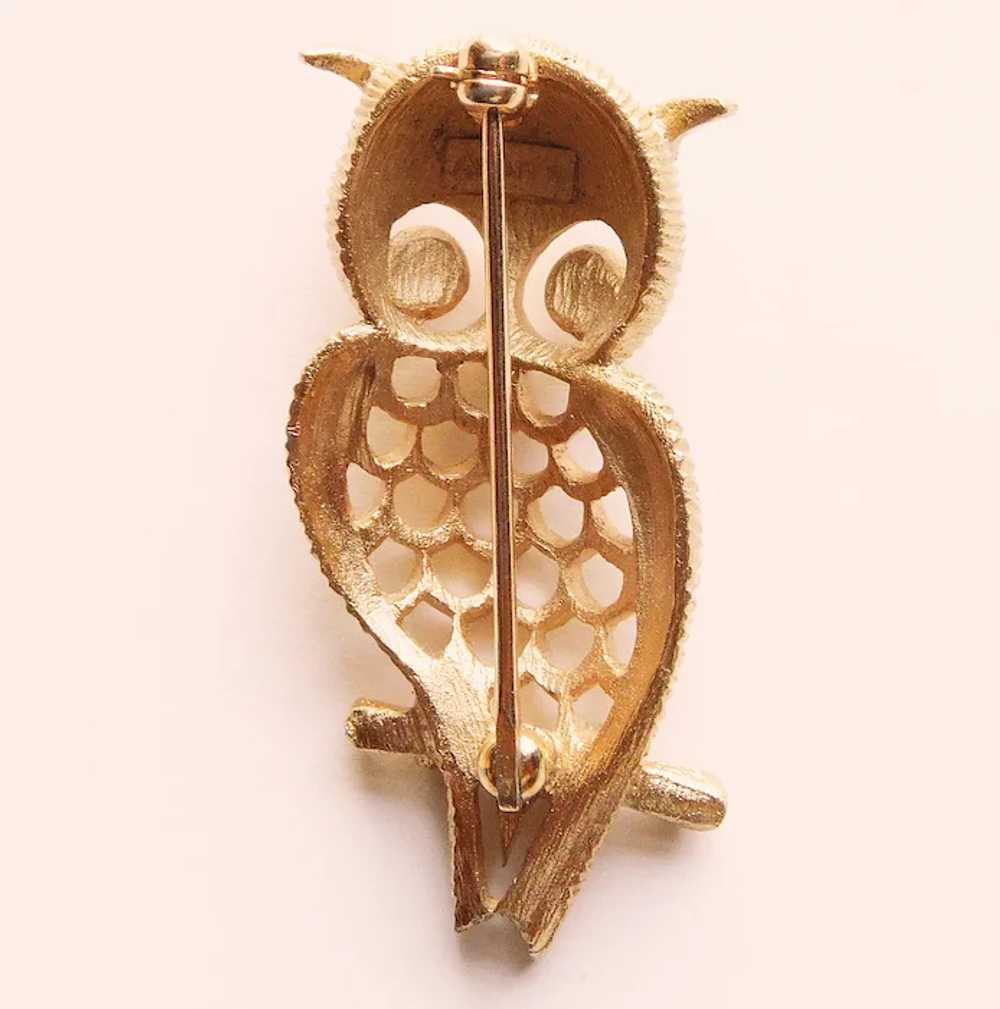 Fabulous LITTLE OWL Signed Vintage Brooch - Glowi… - image 2