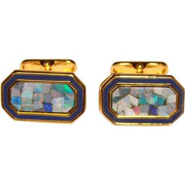 Cufflinks with Inlaid Mosaic Pink Mother of Pearl