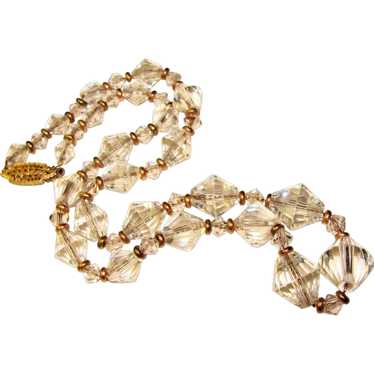 Fabulous Faceted Crystal On Chain Vintage Gold Fi… - image 1