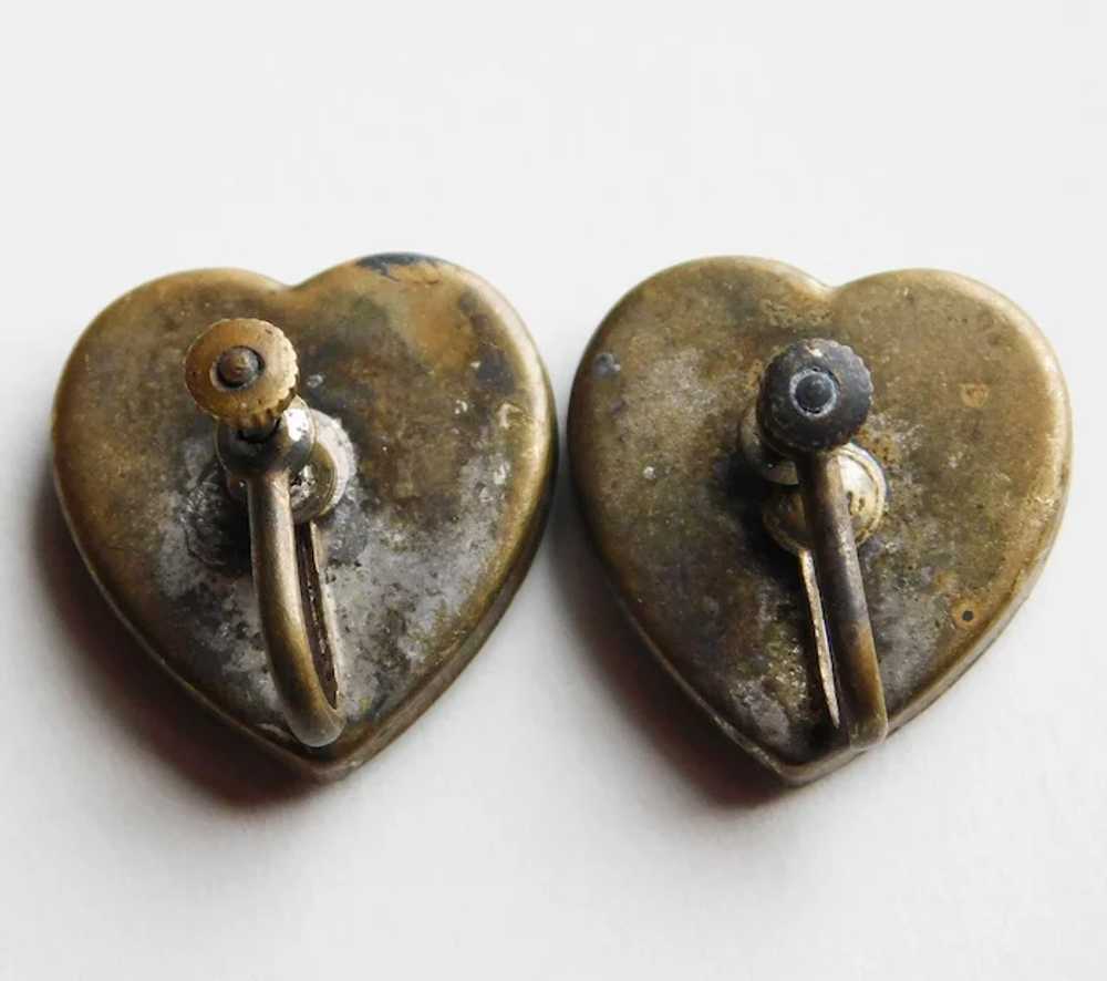 Fabulous MICRO MOSAIC Vintage Heart Earrings - It… - image 2