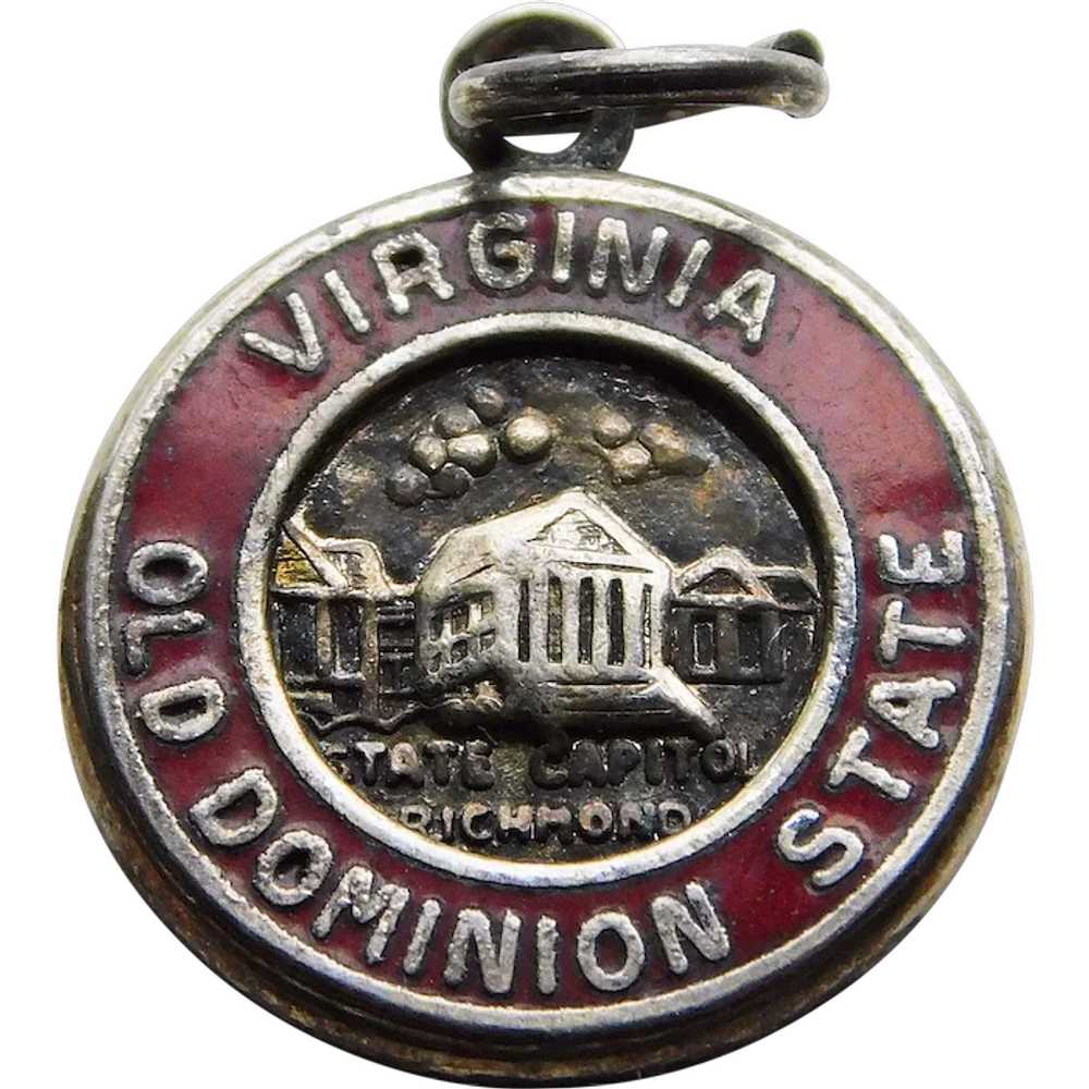 Sterling & Enamel VIRGINIA Vintage Estate Charm -… - image 1