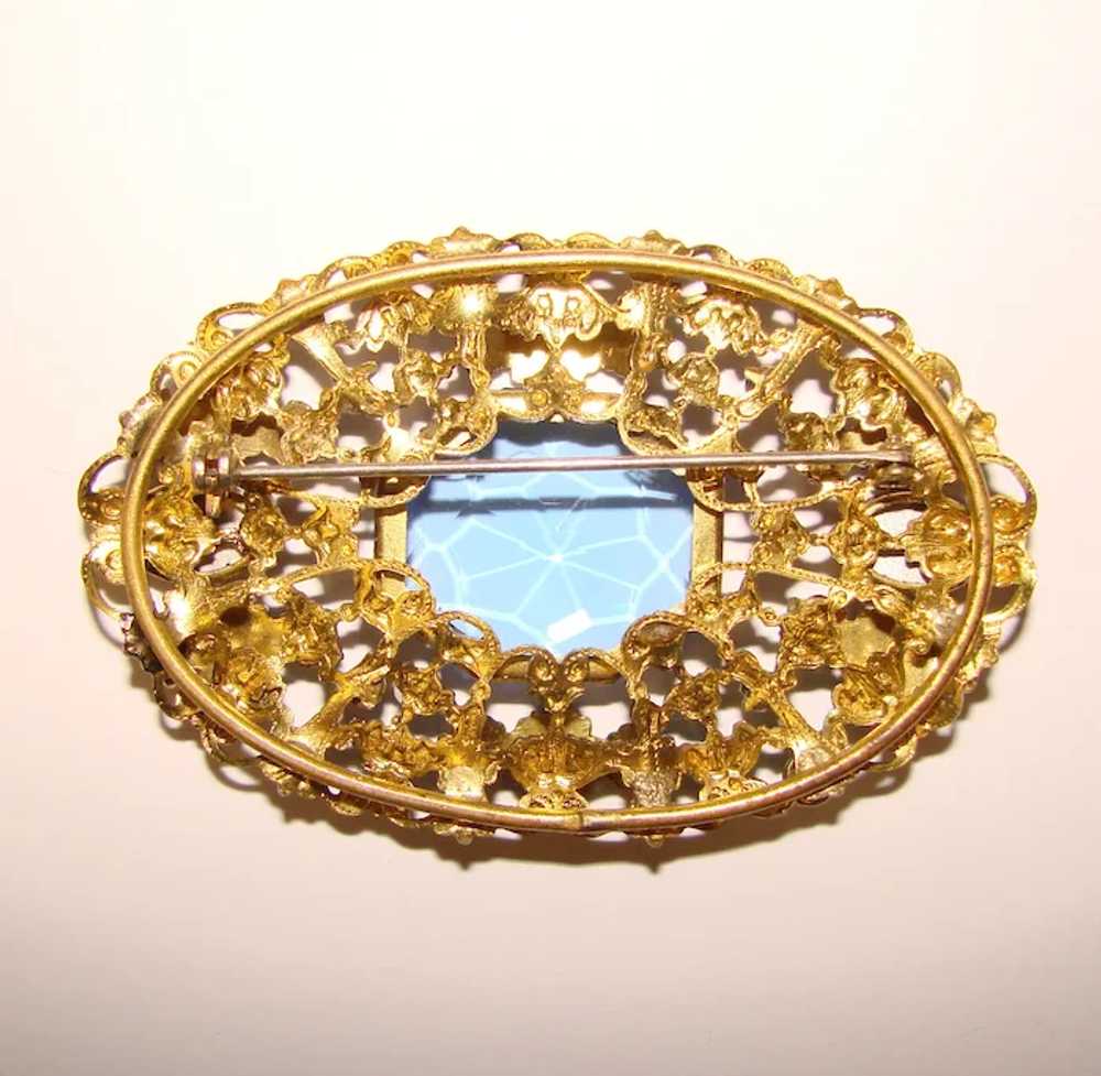 Fabulous ART DECO Era Glass Jeweled Brooch - image 2
