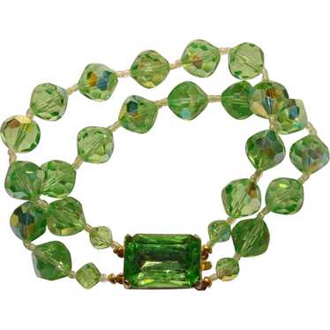 Fabulous GREEN AURORA CRYSTAL 2 Strand Vintage Es… - image 1