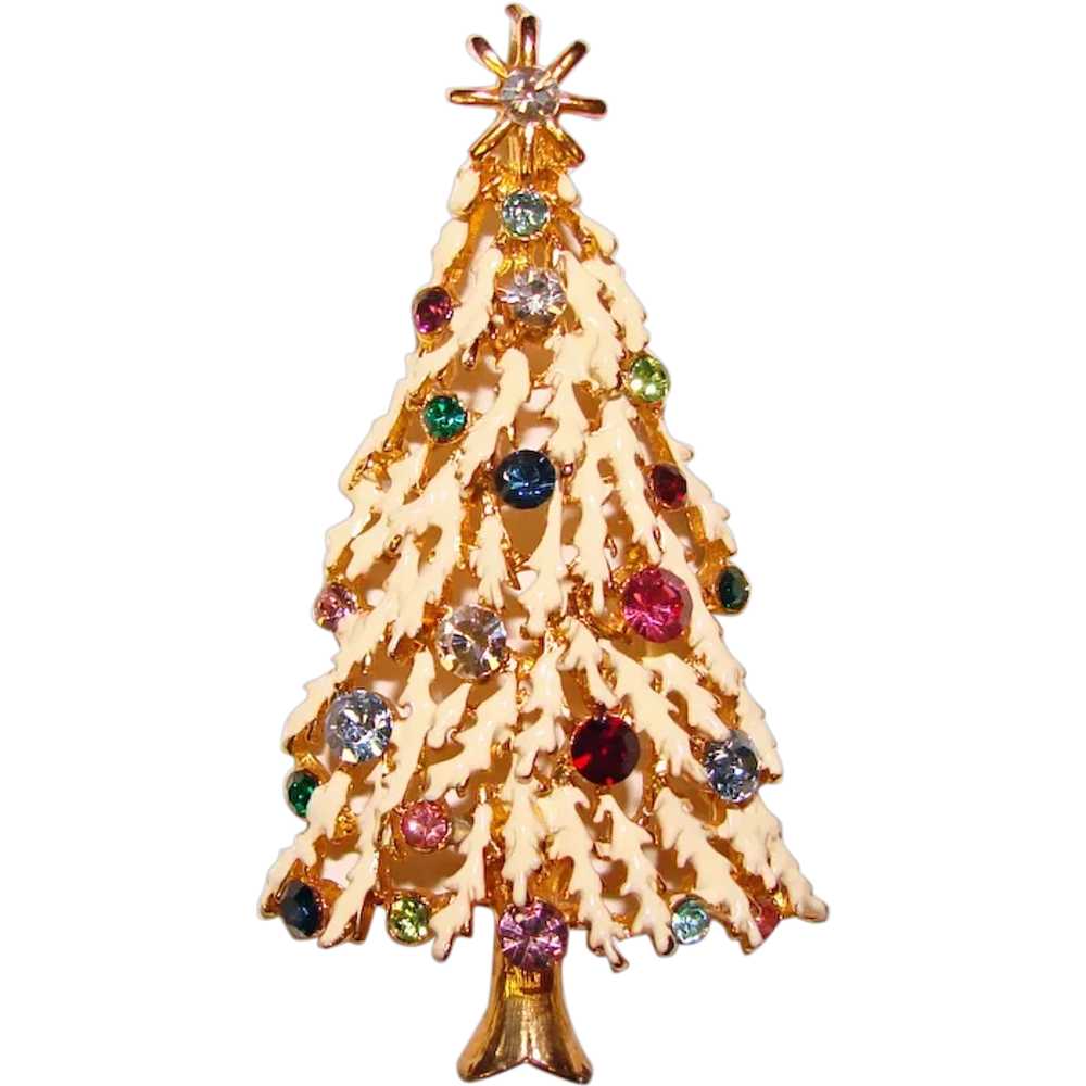 Fabulous CHRISTMAS TREE Enamel Color Rhinestone P… - image 1