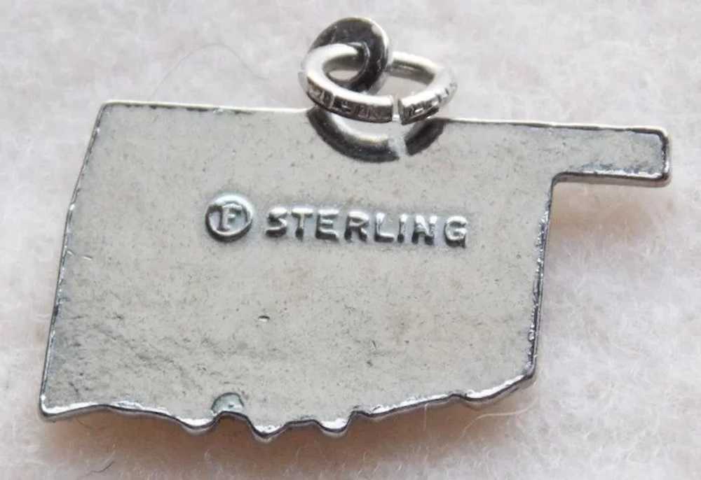 Vintage OKLAHOMA Sterling & Enamel Charm - image 2