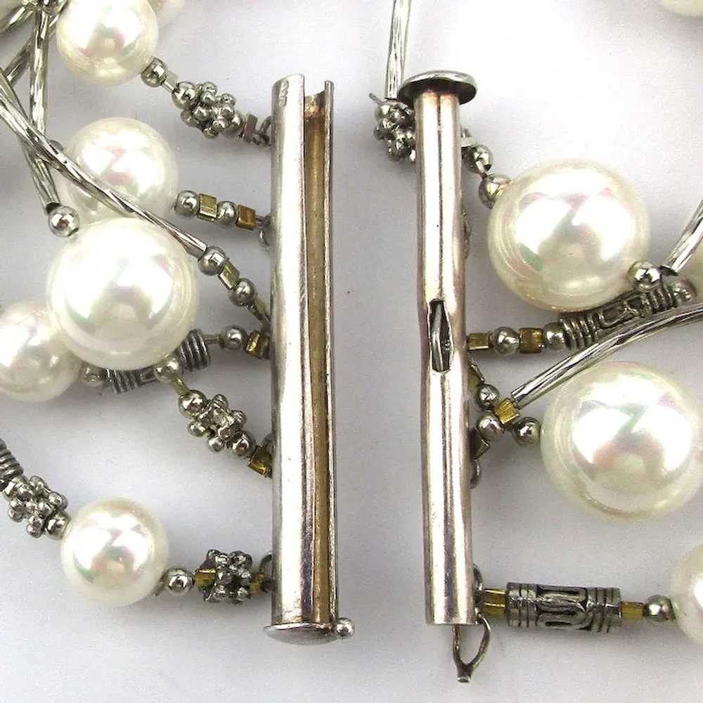 Big Faux Pearl Sterling Silver Slide-In Bracelet … - image 6