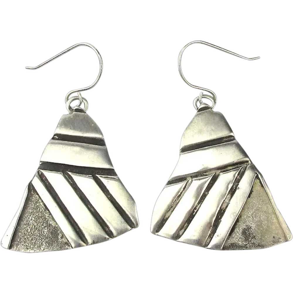 Laguna Pueblo Handmade Sterling Silver Earrings H… - image 1