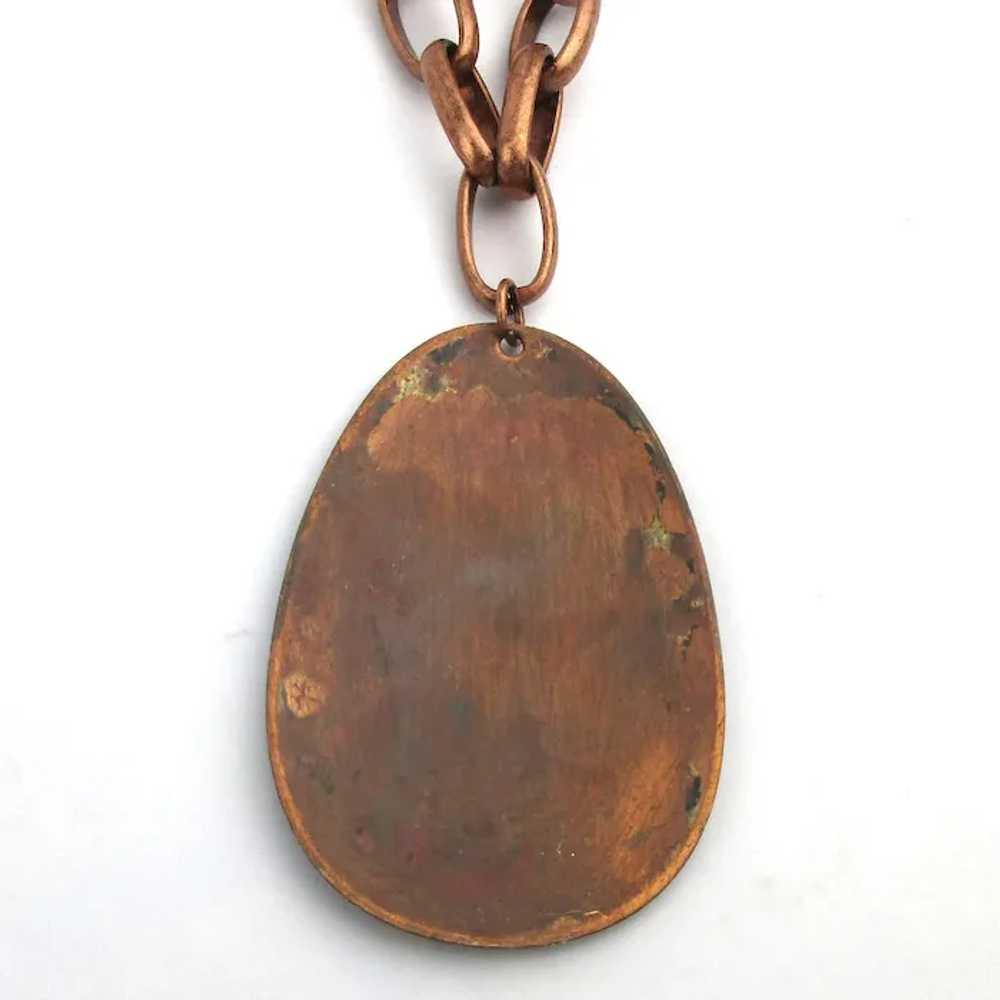 Mid-Century Red Enamel on Copper Abstract Art Nec… - image 4