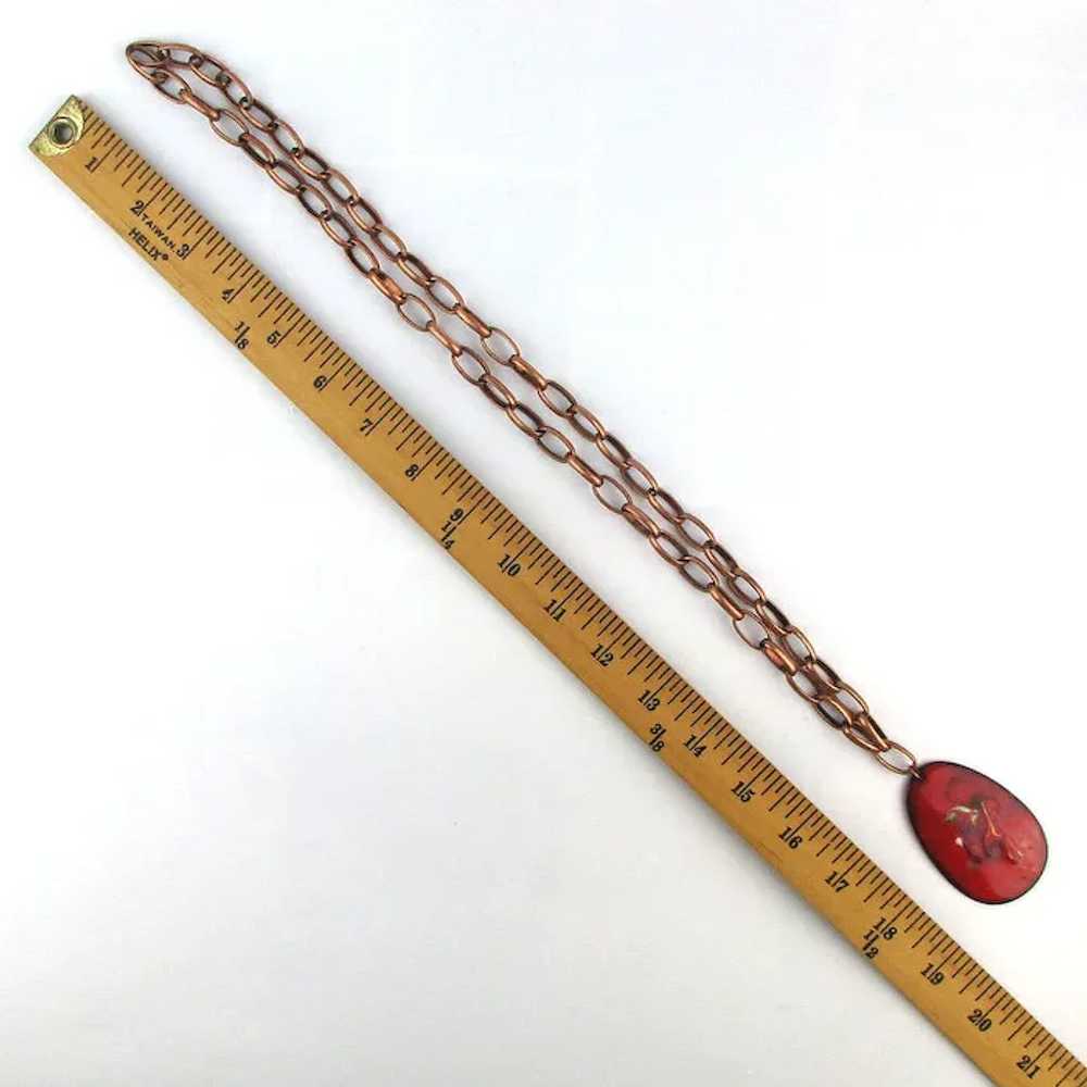 Mid-Century Red Enamel on Copper Abstract Art Nec… - image 5
