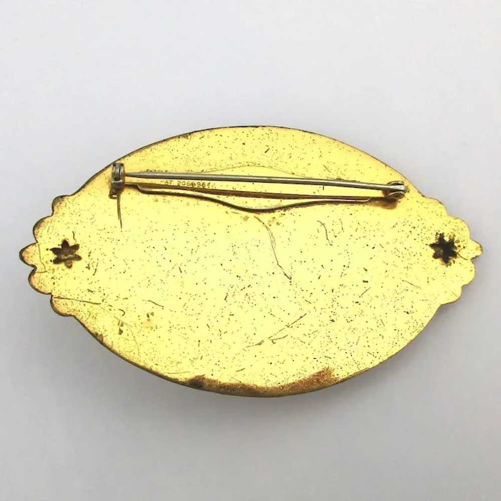 Art Deco Molded Gilded Brass Pin Brooch - image 4
