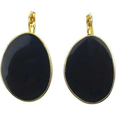 Sleek Black Stone in Goldtone Kenneth Lane Earring