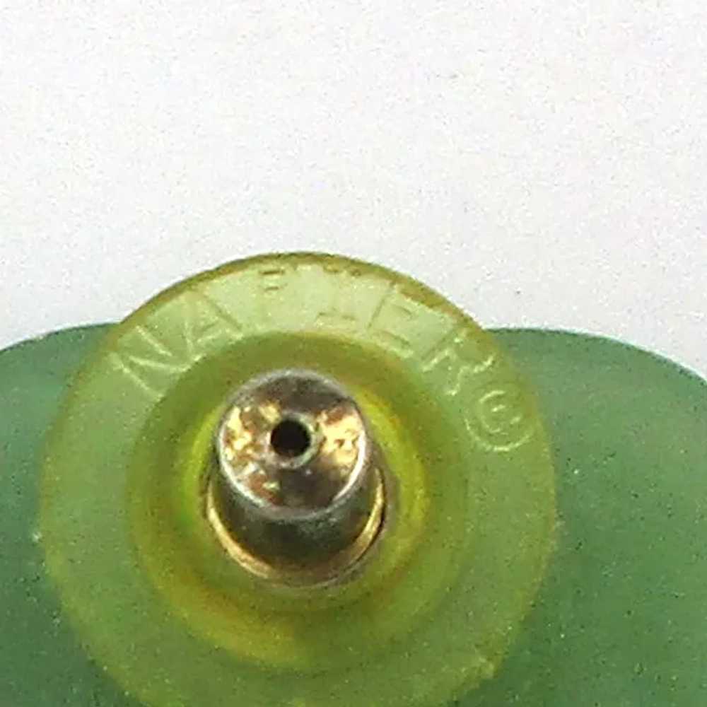 Vintage Napier Green Stone Heart Earrings - image 5