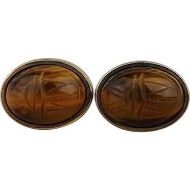 Foster Carved Tigereye Scarab Cufflinks