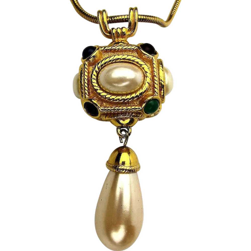 Long Sensuous Multi Jewel Drop Pendant Necklace F… - image 1