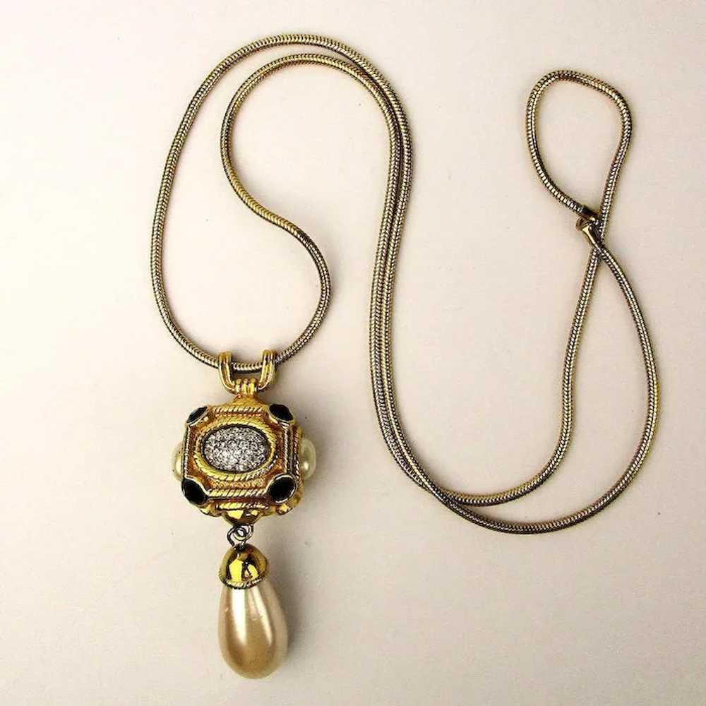 Long Sensuous Multi Jewel Drop Pendant Necklace F… - image 2