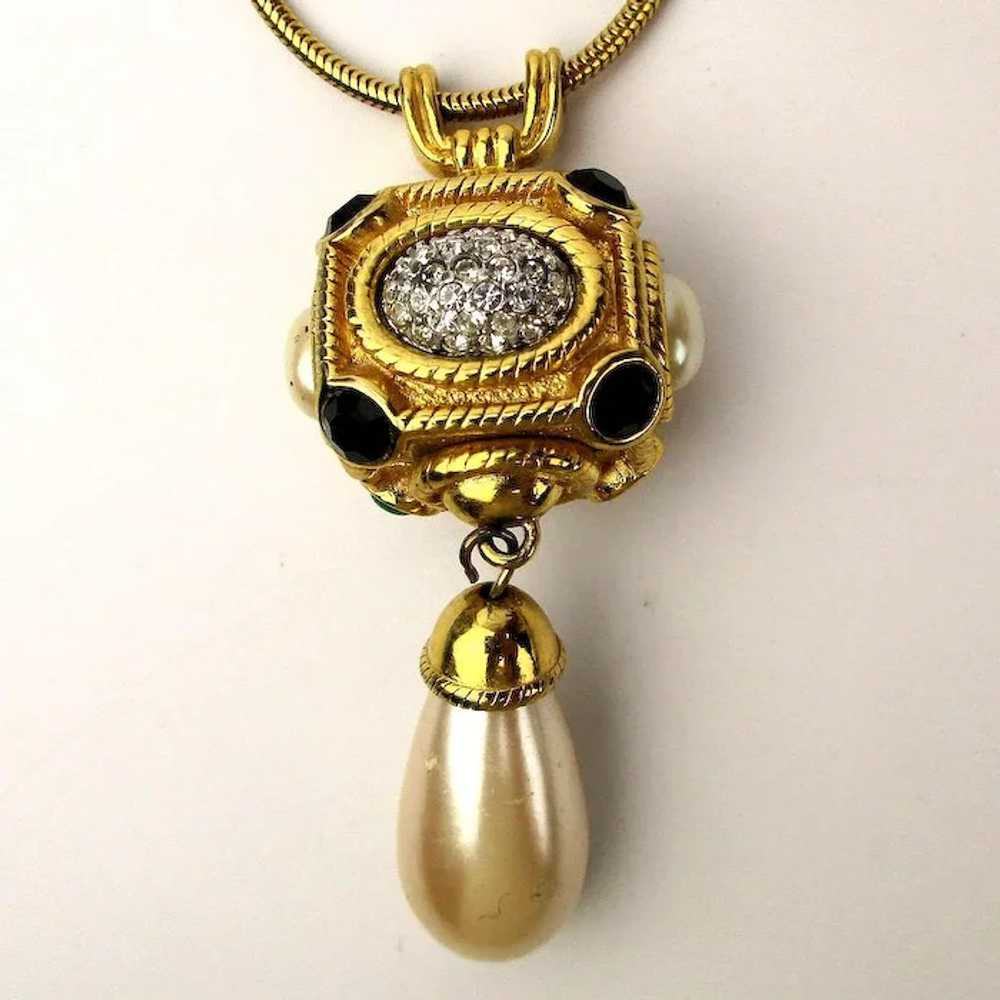 Long Sensuous Multi Jewel Drop Pendant Necklace F… - image 3