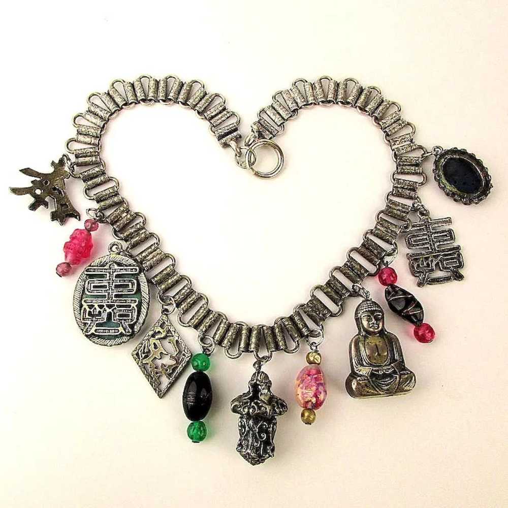 Great Chunky Old Necklace Tour of Asian Charms Da… - image 5