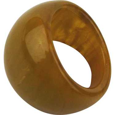 Vintage Bakelite Marbled Olive Drab Dome Ring - image 1