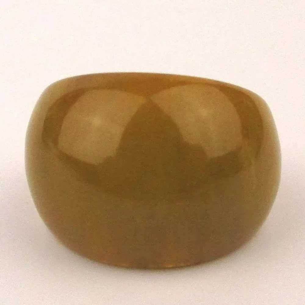 Vintage Bakelite Marbled Olive Drab Dome Ring - image 2