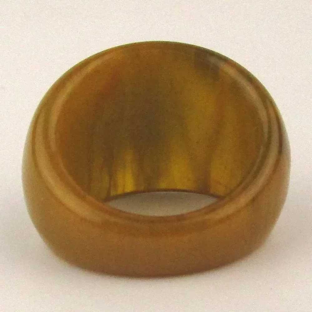 Vintage Bakelite Marbled Olive Drab Dome Ring - image 4