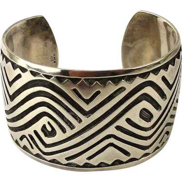 Chunky Mexican Sterling Silver Dot Cuff Bracelet