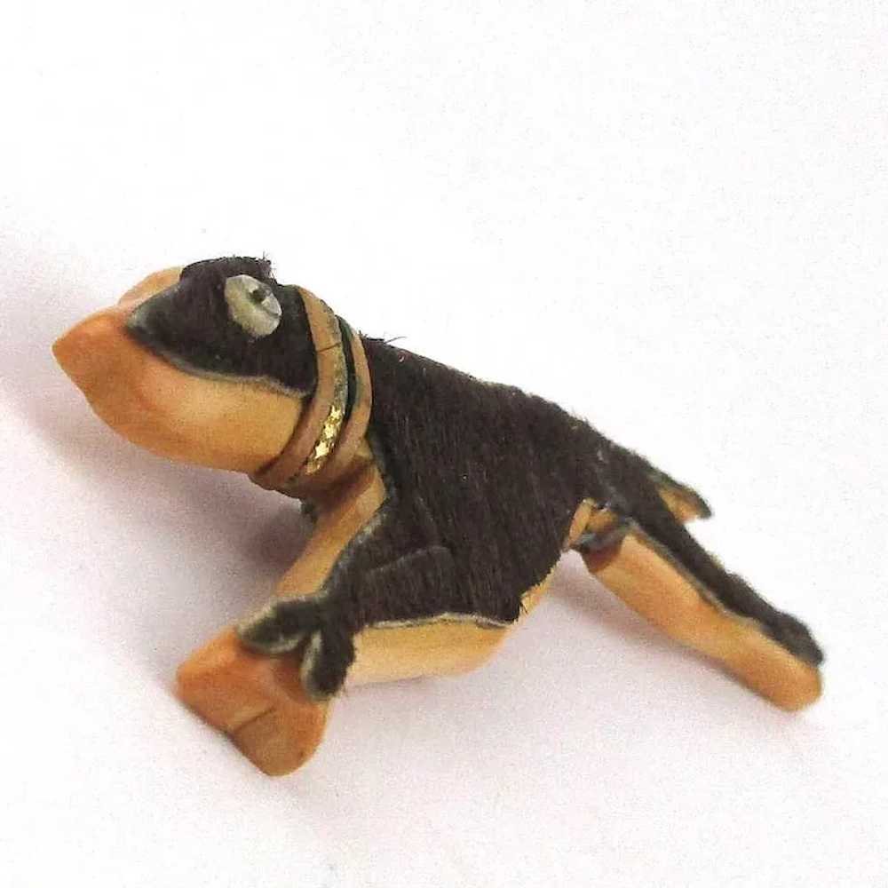 Rare Old Bakelite Greyhound Dog Pin w/ Fur - Uniq… - image 2