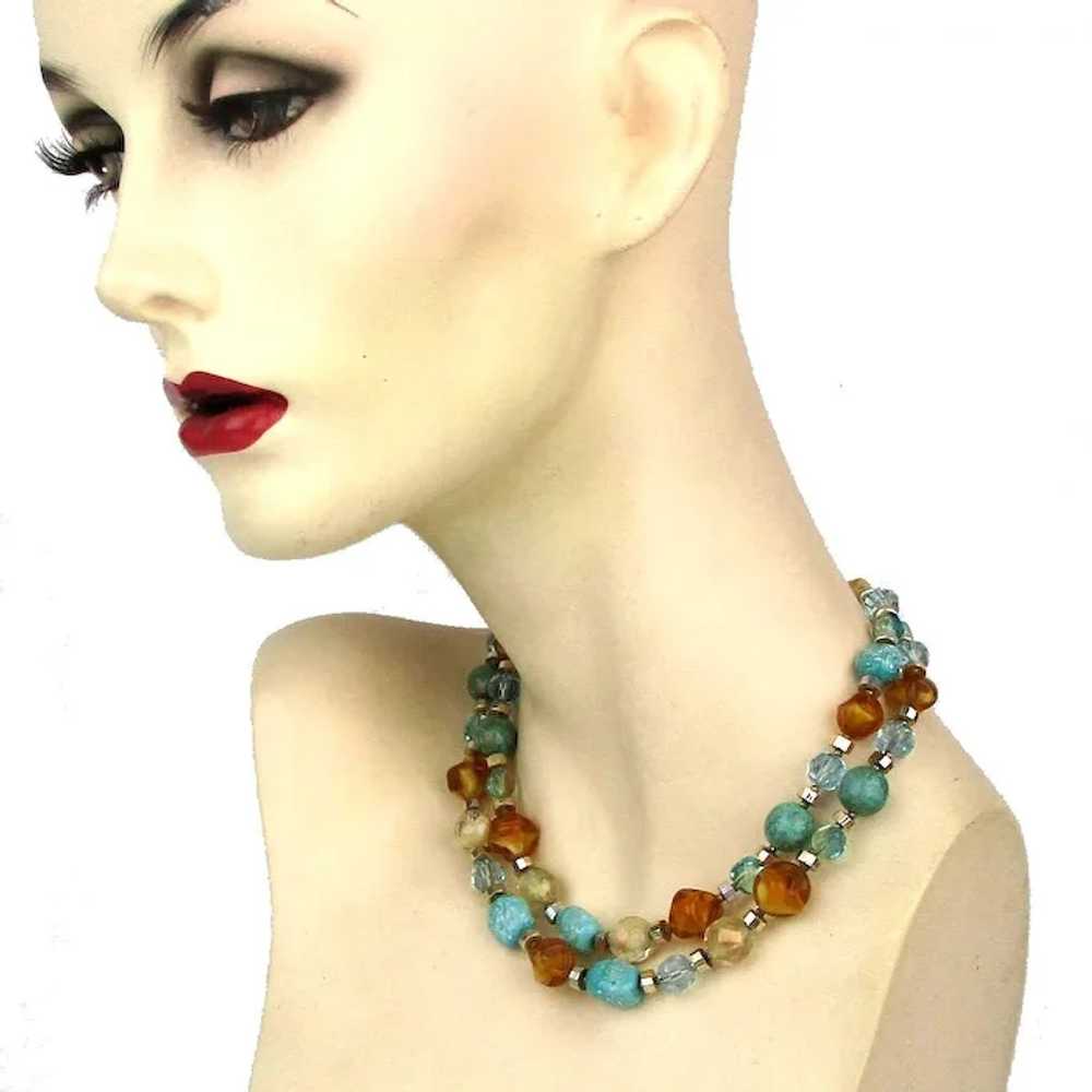 Vintage Hattie Carnegie Two Strand Multi Bead Nec… - image 3